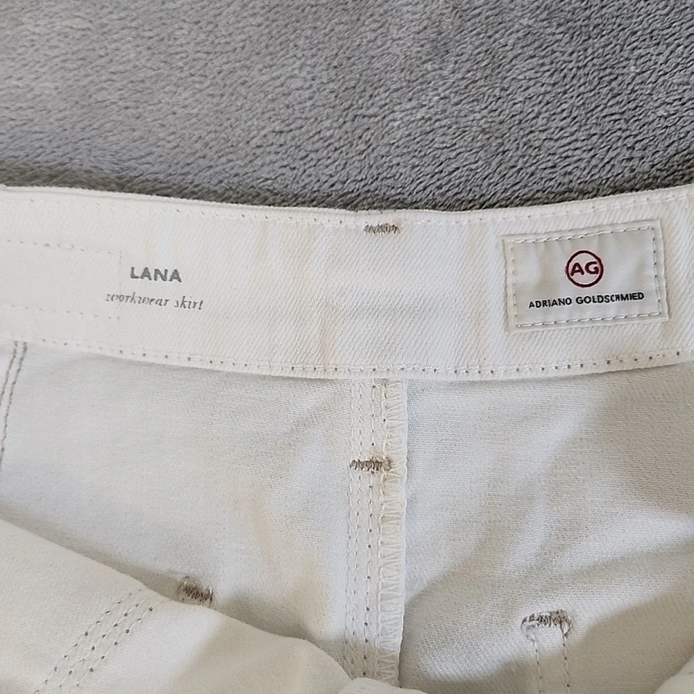 AG Adriano Goldschmied Skirt Womens‎ 27R White Lana Woven Workwear Midi Casual